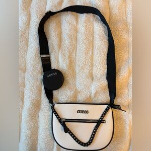 GUESS Monochrome Crossbody Bag with Chain Detail